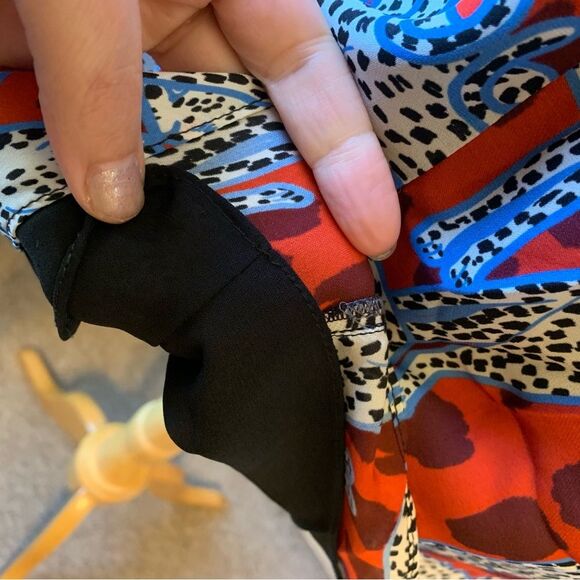 PARKER Silk Leopard Anamalia Print Blouson Mini Dress with Pockets - Size 14 - Picture 7 of 11